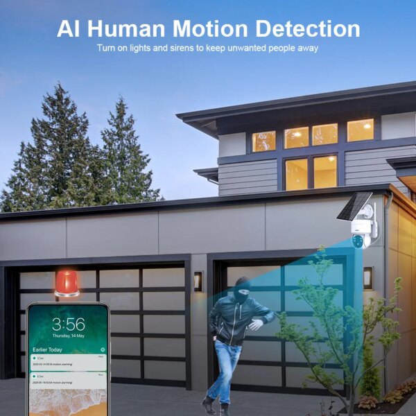 camera solaire de surveillance extérieure PTZ IP Wifi 4MP, dispositif de sécurité domestique étanche