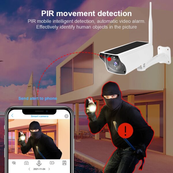 camera solaire de surveillance IP à panneau solaire 3mp HD, vidéo WIFI extérieur