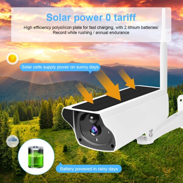 camera solaire de surveillance IP à panneau solaire 3mp HD, vidéo WIFI extérieur
