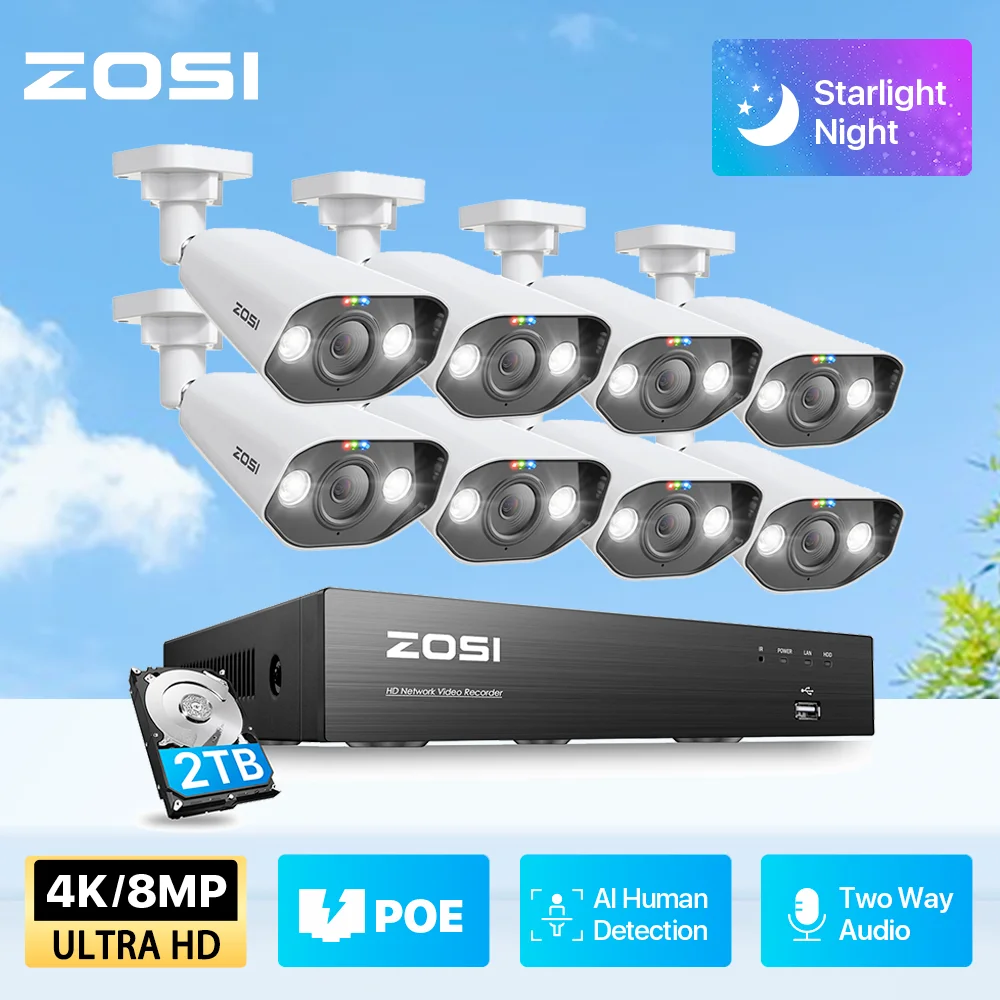 camera de surveillance ZOSI Nouveau 8CH 8MP/5