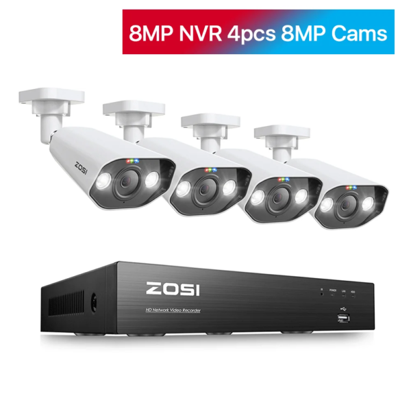 camera de surveillance ZOSI Nouveau 8CH 8MP/5MP POE Système de Sécurité Vidéo 4K 8MP/5MP