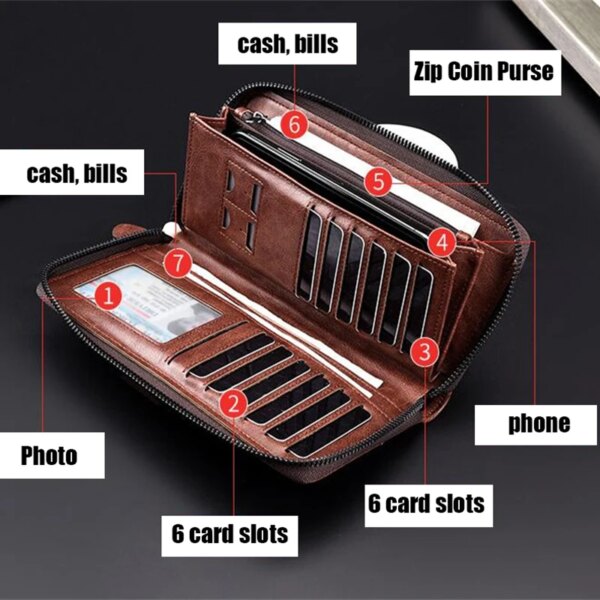 portefeuille rfid en cuir Pu de haute qualité pour hommes