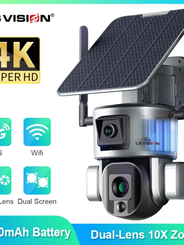 9802-250f66.jpg camera solaire d'extérieur à double objectif, 4K, 8mp, Zoom 10X/4X, 4G