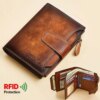 portefeuille rfid Vintage en cuir véritable pour hommes, porte-cartes de visite multifonction court