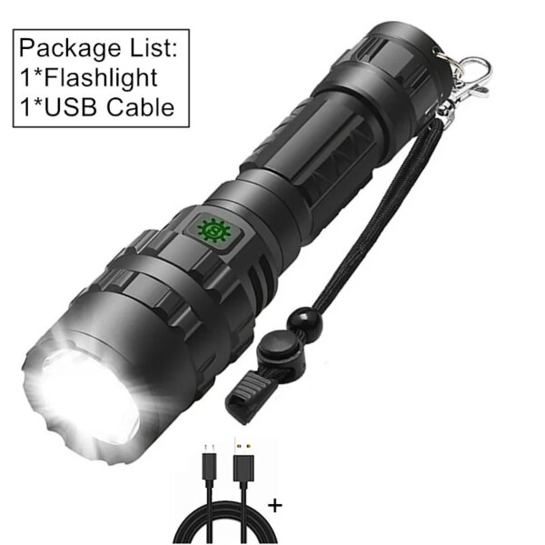 lampe torche professionnelle à lumière LED, torche Rechargeable par USB
