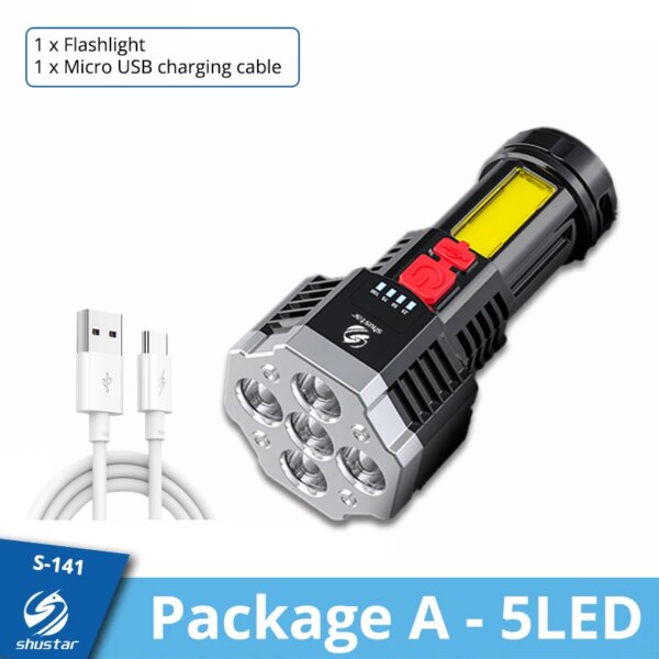lampe torche Cob haute puissance à 7Led, lumière latérale