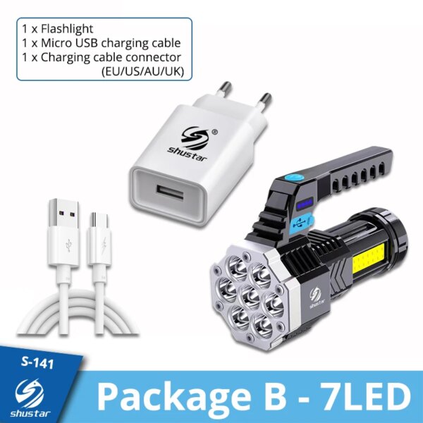lampe torche Cob haute puissance à 7Led, lumière latérale
