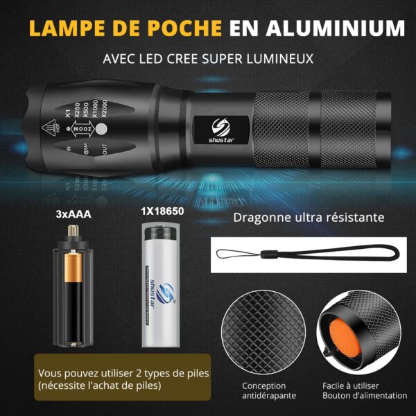 9943-2d450b.jpg lampe torche Led Ultra lumineux torche L2/V6