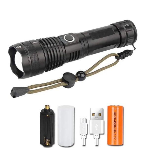 lampe torche puissante XHP70, 5 modes, usb, Rechargeable, Zoom